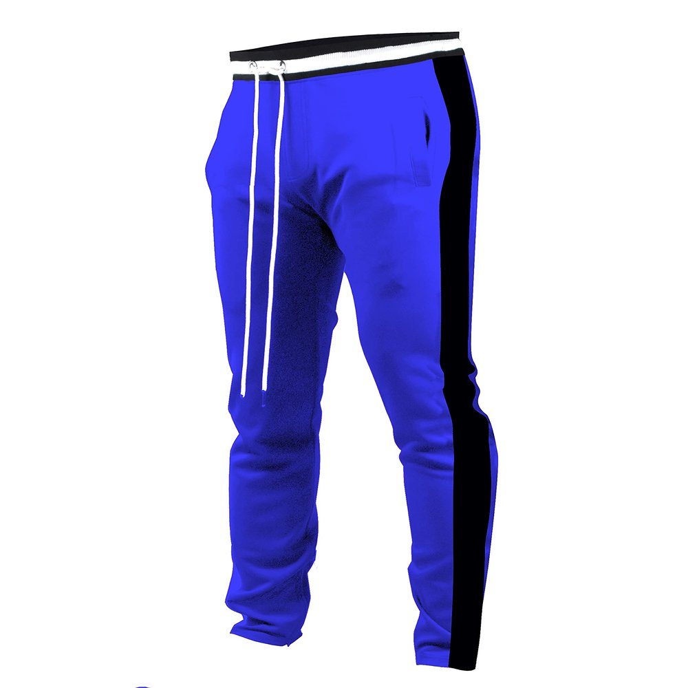 SCREENSHOT Men's Athletic Fitness Slim Fit Workout Track Pants BASIC S41700-Royal/Black-Small
