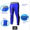 SCREENSHOT Men's Athletic Fitness Slim Fit Workout Track Pants BASIC S41700-Royal/Black-Small view 3