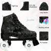 Womens Roller Skates Classic High-top Roller Skates Four-Wheel Roller Skates Shiny Camouflage Roller Skates for Adult Youth Boys Girls Outdoor with Shoes Bag (Black camo Flash,40-US:8.5) view 3