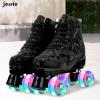 Womens Roller Skates Classic High-top Roller Skates Four-Wheel Roller Skates Shiny Camouflage Roller Skates for Adult Youth Boys Girls Outdoor with Shoes Bag (Black camo Flash,41-US:9) view 2