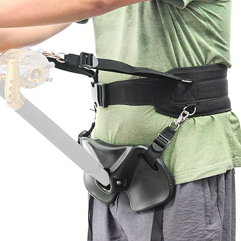 Chestnut-YX Fishing Fighting Belt Tackle Boat Fishing Rod Holder Fishing Belly Top (Black)