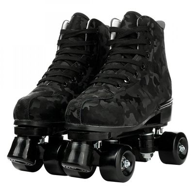 Womens Roller Skates Classic High-top Roller Skates Four-Wheel Roller Skates Shiny Camouflage Roller Skates for Adult Youth Boys Girls Outdoor with Shoes Bag (Black camo,38-US:7)