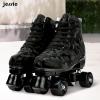 Womens Roller Skates Classic High-top Roller Skates Four-Wheel Roller Skates Shiny Camouflage Roller Skates for Adult Youth Boys Girls Outdoor with Shoes Bag (Black camo,38-US:7) view 2