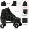 Womens Roller Skates Classic High-top Roller Skates Four-Wheel Roller Skates Shiny Camouflage Roller Skates for Adult Youth Boys Girls Outdoor with Shoes Bag (Black camo,38-US:7) view 3