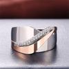 18K White/Rose Gold Plated Two-Tone Bow Knot Cross Ring Micro Inlaid Fashion Multi Row Ring Eternity Engagement Wedding Band Ring for Women and Men Size 5-11 ST.202 (10) view 3