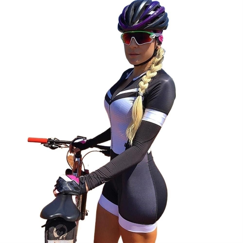 CYTSH Triathlon Women's Cycling Sets Jumpsuit Long Sleeve Bicycle Jersey Pro Suit Gel Pad Short Sleeve Tights Running Swimsuit (Color : 115, Size : Small 20mm)