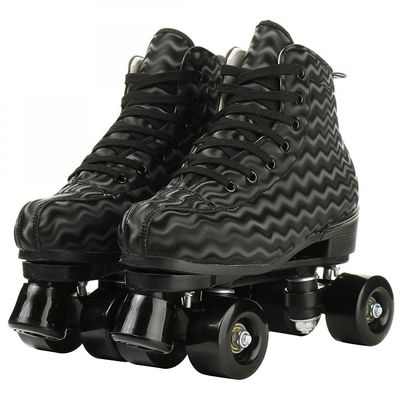 jessie Womens Roller Skates Water Ripple High-top Four-Wheel Roller Skates Shiny Roller Skates for Adult Youth Boys Girls Outdoor with Shoes Bag (Black Ripple,US:8.5)