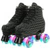 jessie Womens Roller Skates Water Ripple High-top Roller Skates Four-Wheel Roller Skates Shiny Roller Skates for Adult Youth Boys Girls Outdoor with Shoes Bag (Black ripple flash,US:9) view 1