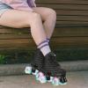 jessie Womens Roller Skates Water Ripple High-top Roller Skates Four-Wheel Roller Skates Shiny Roller Skates for Adult Youth Boys Girls Outdoor with Shoes Bag (Black ripple flash,US:9) view 2