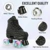 jessie Womens Roller Skates Water Ripple High-top Roller Skates Four-Wheel Roller Skates Shiny Roller Skates for Adult Youth Boys Girls Outdoor with Shoes Bag (Black ripple flash,US:9) view 3