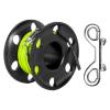 100FT Scuba Diving Reel with Bolt Snap, Aluminum Alloy Finger Spool with Braided Nylon Line  Big Dive Reel for Scuba, Snorkeling, Spearfishing, Cave & Wreck Diving (Yellow Line Black Reel) view 1