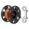 100FT Scuba Diving Reel with Bolt Snap, Aluminum Alloy Finger Spool with Braided Nylon Line  Big Dive Reel for Scuba, Snorkeling, Spearfishing, Cave & Wreck Diving (Orange Line Black Reel) view 1