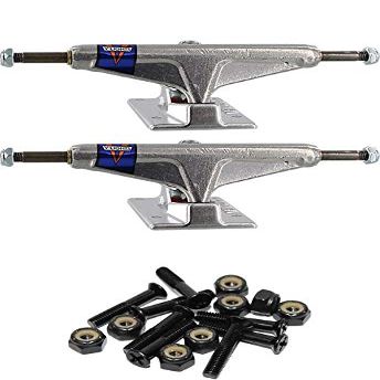 Venture Trucks V-Lights Polished Skateboard Trucks - 5.0" Hanger 7.75" Axle with 1" Raven Black Hardware - Bundle of 2 items