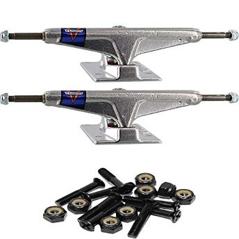 Venture Trucks V-Lights Polished Skateboard Trucks - 5.0" Hanger 7.75" Axle with 1" Raven Black Hardware - Bundle of 2 items