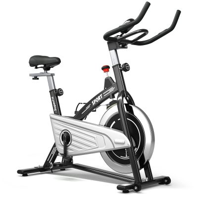 Goplus Indoor Exercise Cycling Bike, 330LBS Capacity Stationary Bike W/ Smooth Belt Drive, Heart Rate, LCD Monitor, Adjustable Comfortable Cushion, Handlebar, Near-silent Cardio Workout Bike for Office Home Gym