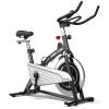 Goplus Indoor Exercise Cycling Bike, 330LBS Capacity Stationary Bike W/ Smooth Belt Drive, Heart Rate, LCD Monitor, Adjustable Comfortable Cushion, Handlebar, Near-silent Cardio Workout Bike for Office Home Gym view 1