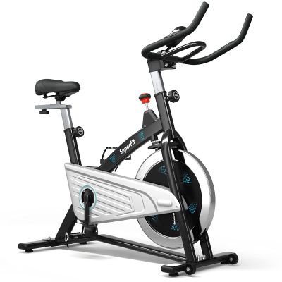 Goplus Magnetic Stationary Bike, Indoor Exercise Cycling Bike Smooth Belt Drive W/Heart Rate, LCD Monitor, Full Adjustment Near-silent Home Cardio Workout