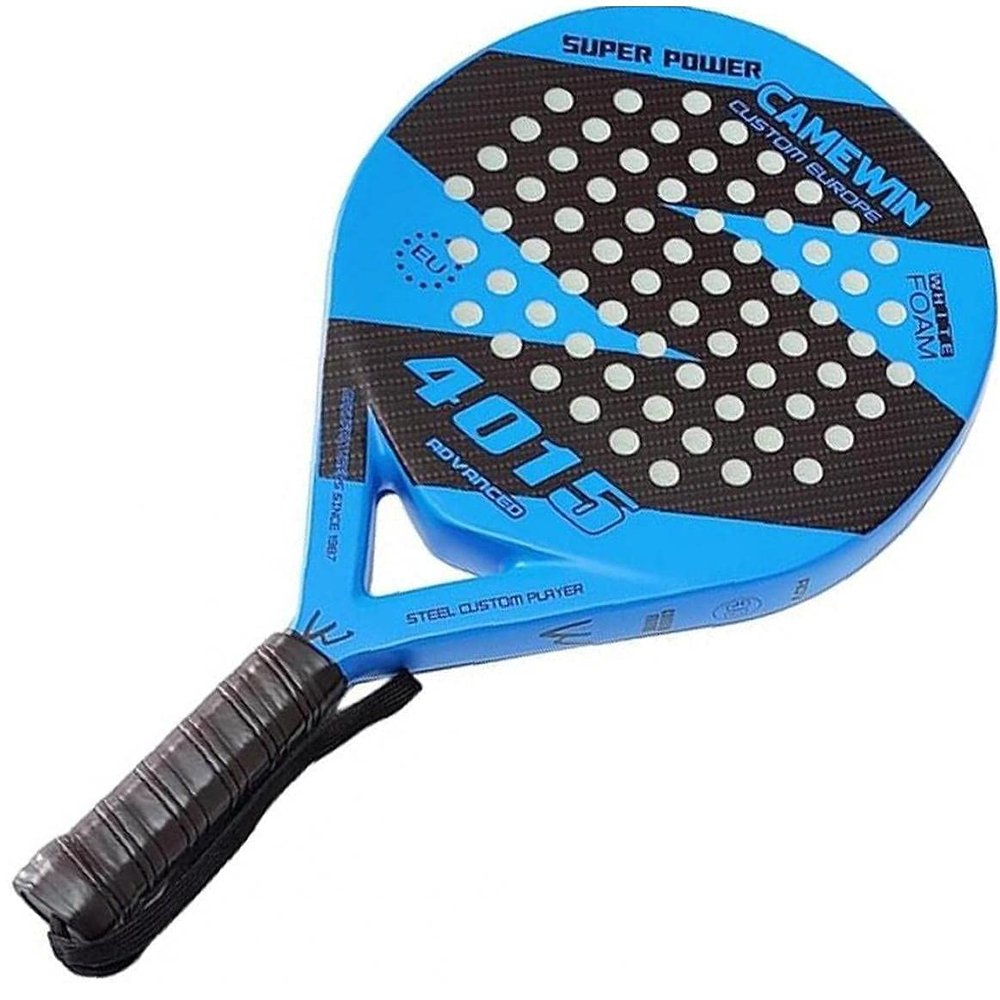 Froiny 1pc Beach Tennis Racket Carbon Fiber Grit Face Eva Memory Foam Core Beach Tennis Racket Outdoor Sport Play Game, Blue, One Size