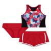 Nikiikoo Kids Girls 3Pcs Active Sports Suit Racer Back Crop Top with Swim Boyshorts Tankini Swimsuit Rose Red 4 Years view 1
