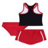 Nikiikoo Kids Girls 3Pcs Active Sports Suit Racer Back Crop Top with Swim Boyshorts Tankini Swimsuit Rose Red 4 Years view 2