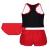 Nikiikoo Kids Girls 3Pcs Active Sports Suit Racer Back Crop Top with Swim Boyshorts Tankini Swimsuit Rose Red 4 Years view 4