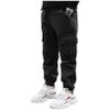 FEESHOW Boys Kids Casual Cargo Pants Hiking Pants Solid Color Cotton Loose Fit Sweatpants Trousers for Sports Dancewear Black 10 Years view 1