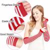 Mesyo Goth Gloves Fingerless Womens Socks Knit Striped Knee High Socks Set Red White, One Size view 3