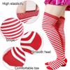 Mesyo Goth Gloves Fingerless Womens Socks Knit Striped Knee High Socks Set Red White, One Size view 4