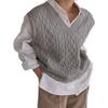 Women's V Neck Sweater Vest Oversized Sleeveless Loose Knit Tops Cable Sleeveless Sweater Grey view 3