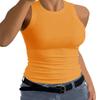 Afibi Women Tank Tops Summer Sleeveless Basic Cami Shirt Slim Knit Ribbed Racerback Blouses (Medium, Orange) view 2
