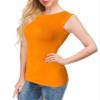 Afibi Women Tank Tops Summer Sleeveless Basic Cami Shirt Slim Knit Ribbed Racerback Blouses (Medium, Orange) view 4