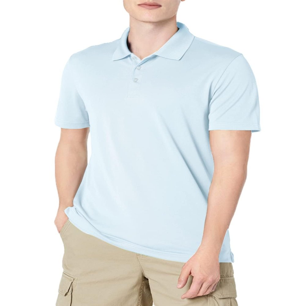 Amazon Essentials Men's Golf Polo Shirt, Short Sleeve, Slim-Fit, Quick-Dry, Light Blue, X-Large