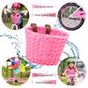 Pink Bicycle Basket for Girls, Adjustable Front Handlebar Bike Basket with Bike Streamers Set Bell/Bicycle Windmill/Bicycle Wheel Beads DIY Bike Decoration Accessories Kit Gift view 4