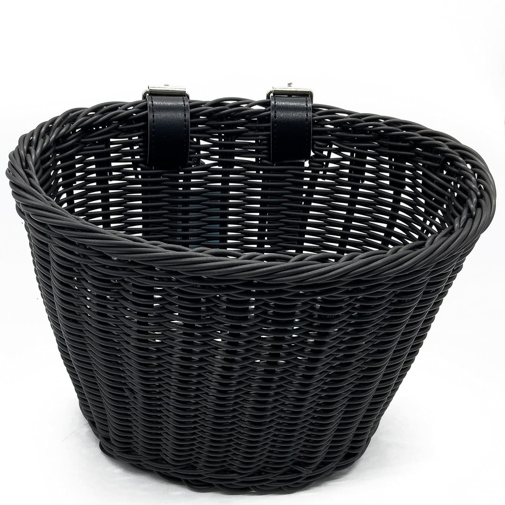 Bike Basket for Small Bicycle Cute Good Looking Baskets for Bike to Place Belongings Bicycle Basket Accessories with Leather Belt Easy to Attach Bicycle Front Handlebar Bicycle Basket Black