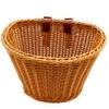 Adult Cute Brown Leather Belt Bicycle Basket with Easy Attach for Front Handlebar view 1