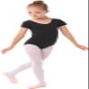 MdnMd Dance Gymnastic Leotards for Girls Black Ballet Short Sleeve Outfit with Cross Back Leotard (Black, Age 10-12) view 4