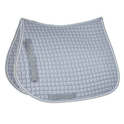 HORZE Adepto Padded All Purpose Quilted Equestrian Saddle Pad for Horses with Two-Tone Trim - Steel Grey - Horse