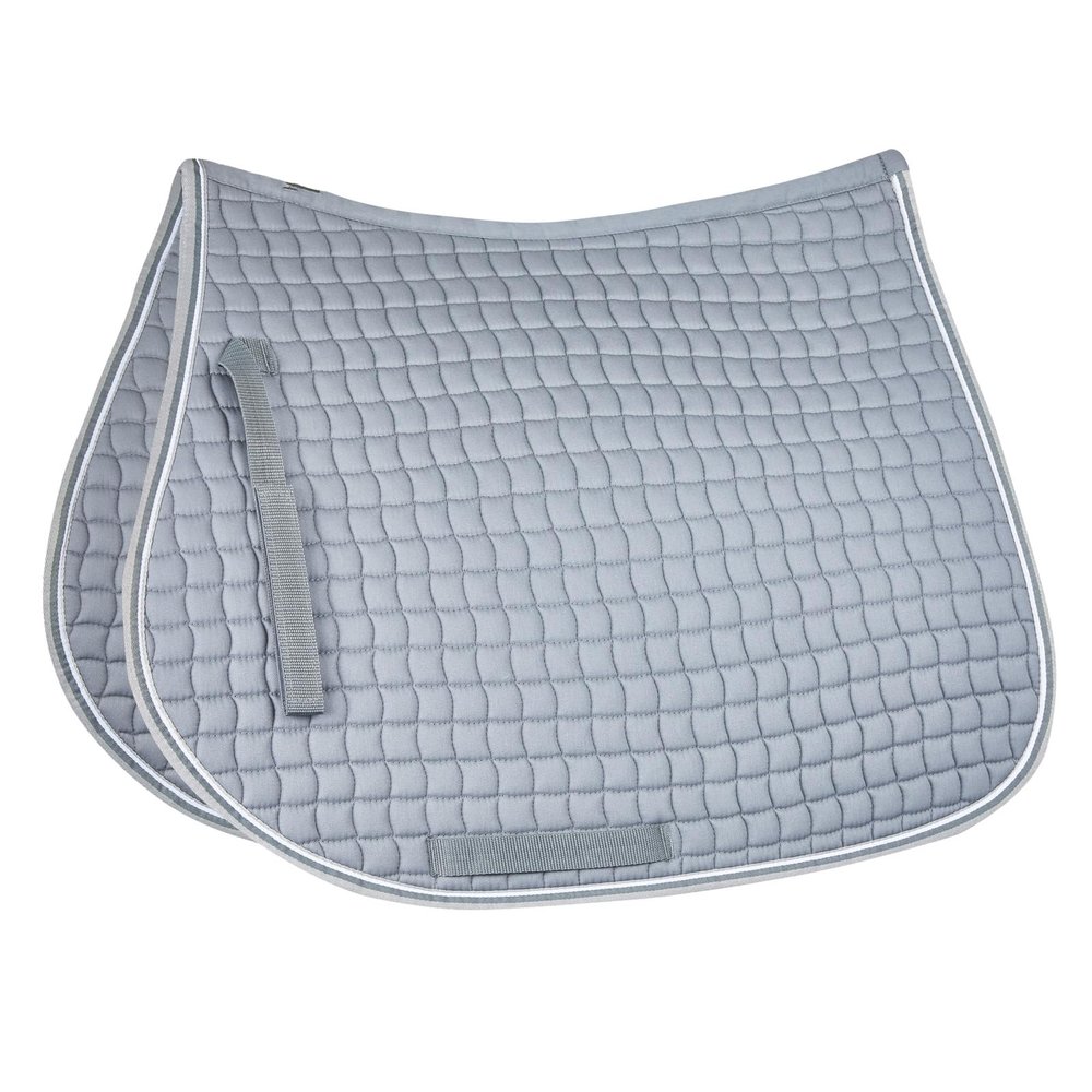 HORZE Adepto Padded All Purpose Quilted Equestrian Saddle Pad for Horses with Two-Tone Trim - Steel Grey - Horse
