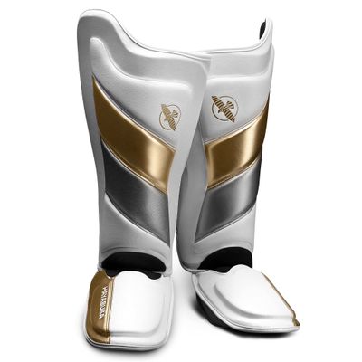 Hayabusa T3 Striking Shinguards - White/Gold, Large