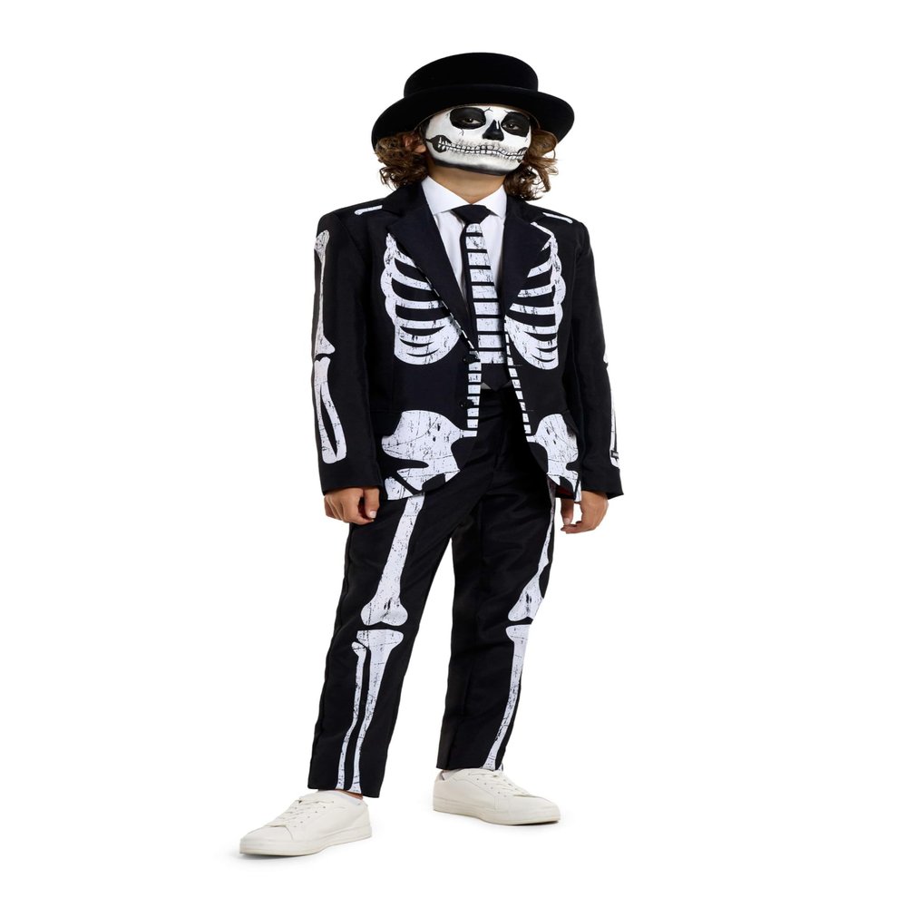 Suitmeister Boys Suit - Halloween Skeleton Party Outfit Slim Fit Suit - Black - Size: XL