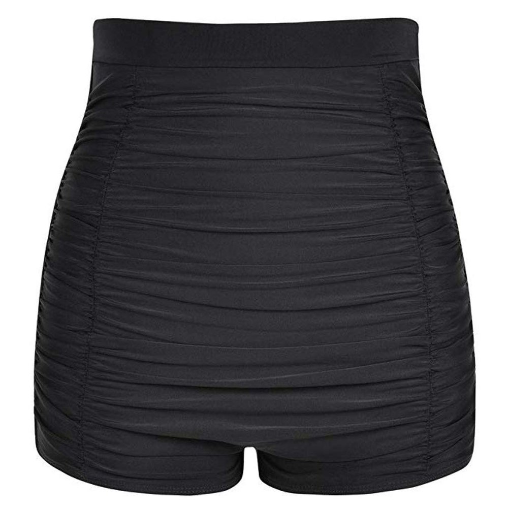 Womens Swimsuits Shorts High Waist Bikini Bottoms Plus Size Swim Briefs Beach Shorts Ruched Swim Trucks (Black, Small)