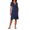 Amazon Essentials Women's Short Sleeve Faux-Wrap Dress, Navy, Medium view 1