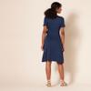 Amazon Essentials Women's Short Sleeve Faux-Wrap Dress, Navy, Medium view 3