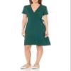 Amazon Essentials Women's Short Sleeve Faux-Wrap Dress, Jade Green, XX-Large view 1