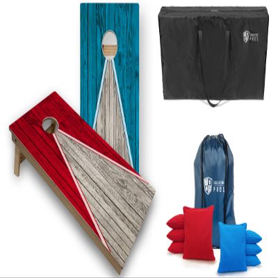 Tailgating Pros Pyramid Tournament Grade Cornhole Board Set w/LED Ring Lights, Carrying Case, & Bags - 4'x2' Regulation Cornhole Game