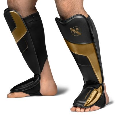 Hayabusa T3 Full-Back Shin Guards - Black/Gold, Small