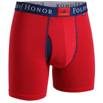 2UNDR Folds of Honor Swing Shift 6" Boxer Brief (FOH Red, X-Large)