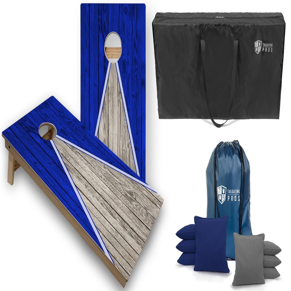 Tailgating Pros Pyramid Tournament Grade Cornhole Board Set w/LED Ring Lights, Carrying Case, & Bags - 4'x2' Regulation Cornhole Game