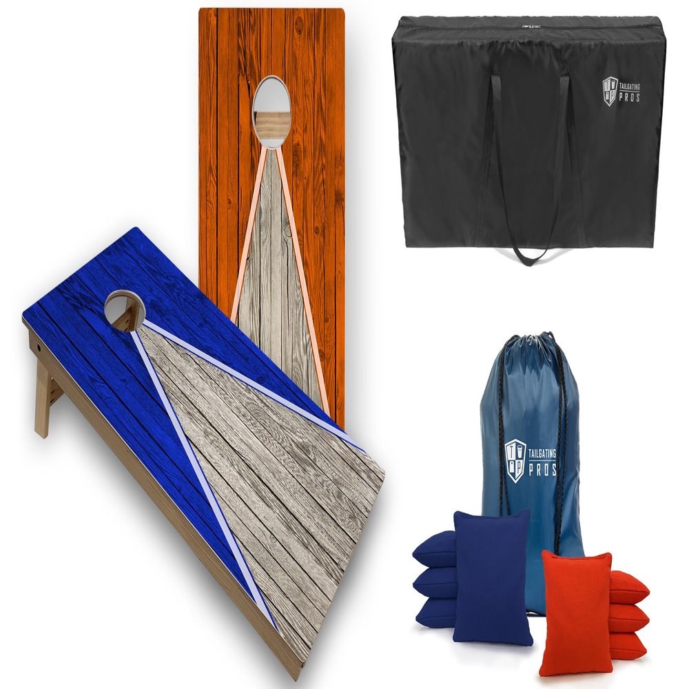 Tailgating Pros Pyramid Tournament Grade Cornhole Board Set w/LED Ring Lights, Carrying Case, & Bags - 4'x2' Regulation Cornhole Game