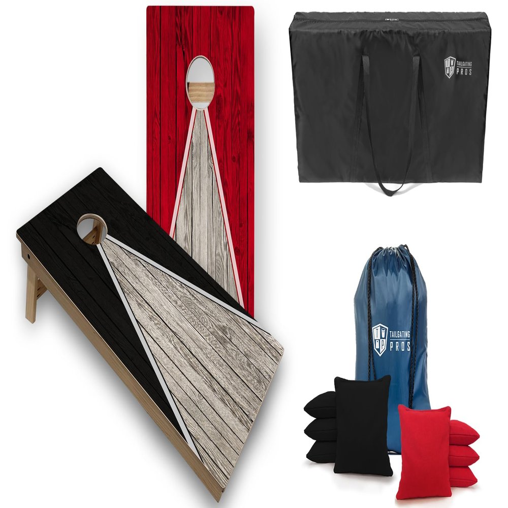 Tailgating Pros Tournament Grade Pyramid Design Cornhole Board Set w/Bean Bags and Carrying Case - 4'x2' Regulation Cornhole Game